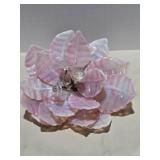 Mid Century Pink Opalescent Glass Flower Wall