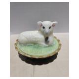 Fenton Folk Art Lamb on Nest Hand Painted by