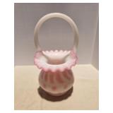 Fenton Rosalene Opalescent Basket with Stars