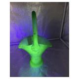 Tiffin emerald Green Uranium Glass Basket