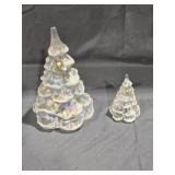 (2) Fenton White Iridescent Flocked Christmas
