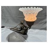 Art Deco Figural Woman Lamp w/ Ruffled White