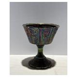 Fenton Carnival Glass Pedestal Daisy  Candy Dish