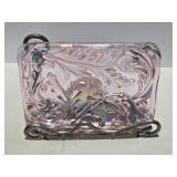 Fenton Pink Chiffon Butterfly & Fern Table Sconce