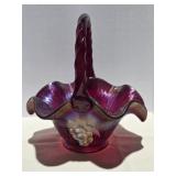 Fenton Hand Painted Ruby Amberina Stretch Glass