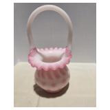 Fenton Rosalene Opalescent Basket with Stars