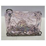 Fenton Pink Chiffon Butterfly & Fern Table Sconce