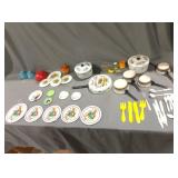 Vintage toy metal pans pots plates mixed