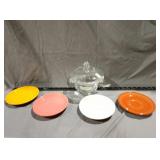 For fiesta plates and clear glass dish and top