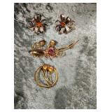 12 k gold over sterling silver brooch, sterling