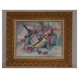 Oberthur painting mated & gold framed signed