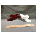 Fenton ruby red and milk glass white hobnail