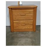 Broyhill two drawer solid oak end table. 25 x 16