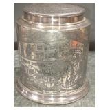 Old English sterling silver plate tobacco tin