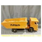 Play school vintage wooden dump truck and wooden