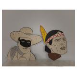 The lone ranger and Tonto wooden hanging signs