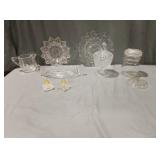 Vintage clear ass butter dish candy dish  plates