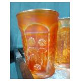 6 Fenton Marigold carnival Glass cups butterfly