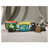 Antique tin toy Mickey mouse and friends train