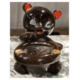 Vintage teddy bear ashtray ceramic