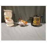 Glass chicken pitcher glass goose dish and