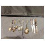 Mixed antique silver plate silverware King Edward