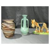 Swirl vase, blue vase, Japanese horse