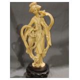 Vintage Resin Carved Woman 13-in sculpture