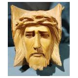 Hand Carved Wood Face of Jesus Christ