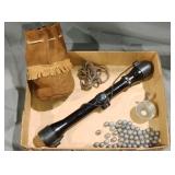 Vintage leather pouch & lead balls with small