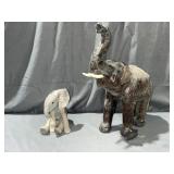 (1) Leather & (1) Porcelain Elephants