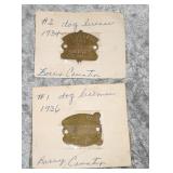 1934, & 1936 brass dog licenses Barry county