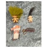 Troll miniature marked ,troll pin both vintage