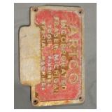 A r t c o Incorporated Fraser Michigan metal sign