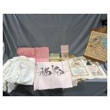 Embroidered Tapestries, Hanky Holder, Lace Gowen