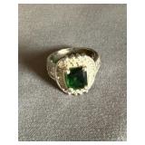 .925 Sterling Silver Ring w/ Green