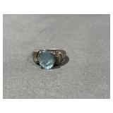 .925 Sterling Silver w/ Blue Stone Size
