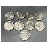 (9) 1980-89 D Kennedy Half Dollar Coins