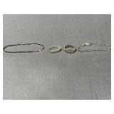 .925 Sterling Silver Jewelry; 2 Rings, 2 Bracelets