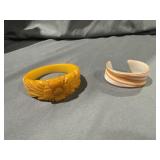 Bakelite Butterscotch Bracelet & Lucite Swirl