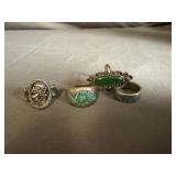 (4) Unmarked Silver Rings Total Weight 23.47