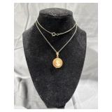 Gold Tone Cameo Pendant Locket Necklace