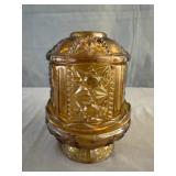 Indiana Glass Amber Fairy Lamp "Stars & Bars"