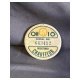 Ohio Registered Chauffer Pin Badge #643412