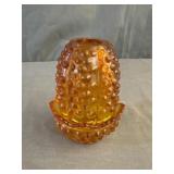 Fenton Glass Amber Hobnail Fairy Lamp*No chips