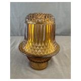 Indiana Glass Amber Diamond Point Fairy Lamp