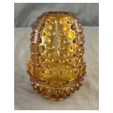 Fenton Amber Glass Hobnail Fairy Lamp *No Chips
