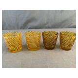 (4) Vintage Amberina Hobnail Candle Holders