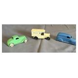 (3) Tootsie Toys Milk Van, 50 Chevy Panel Van,
