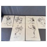 (6) 1981 NFL Sketch Prints Shell Oil Co.